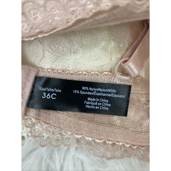 Rene Rofe Extrem Push Up Bra 3 Pack Size 36C Lace Floral Pink Beige Black - Picture 11 of 11